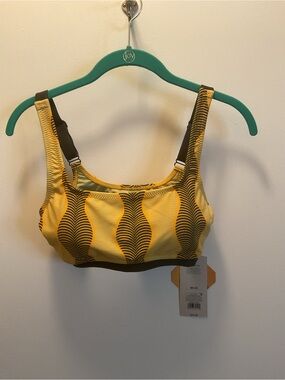 NWT Fe Noel Yellow and Green Patterned Bikini Top